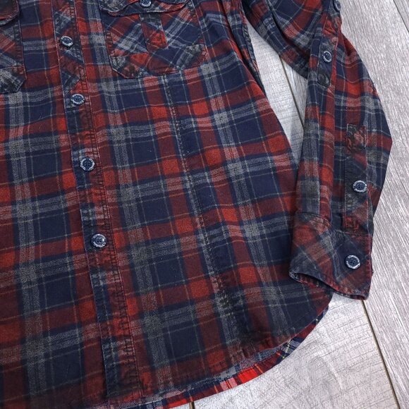 Parasuco Mens Heavy Flannel Shirt Size Medium Blue Red Plaid Long Sleeve Biker - Picture 3 of 6
